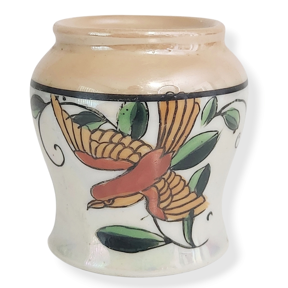 Vintage Handpainted Lusterware Chikaramachi Toothpick Holder Made in Japan Bird
